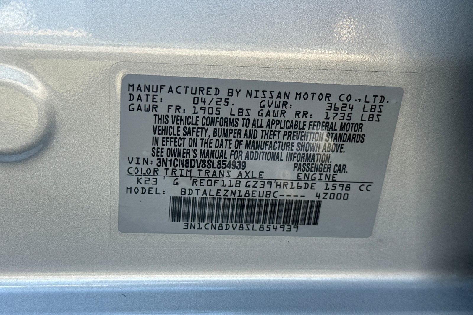 2025 Nissan Versa 1.6 S