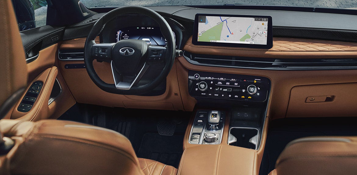 Infiniti SUV interior with navigation screen